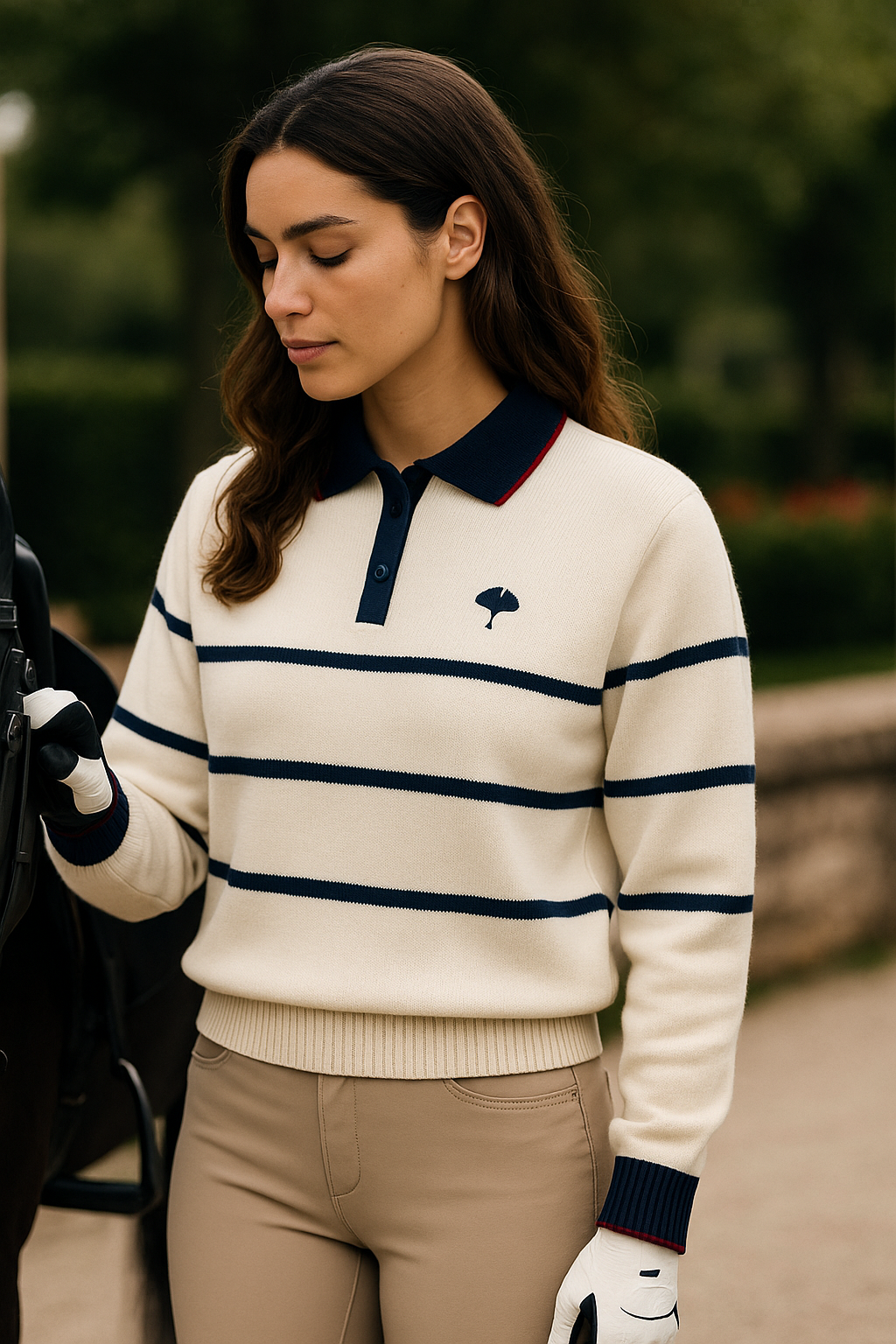 Polo Femme Maille Rayée – BILOBA OFFICIEL