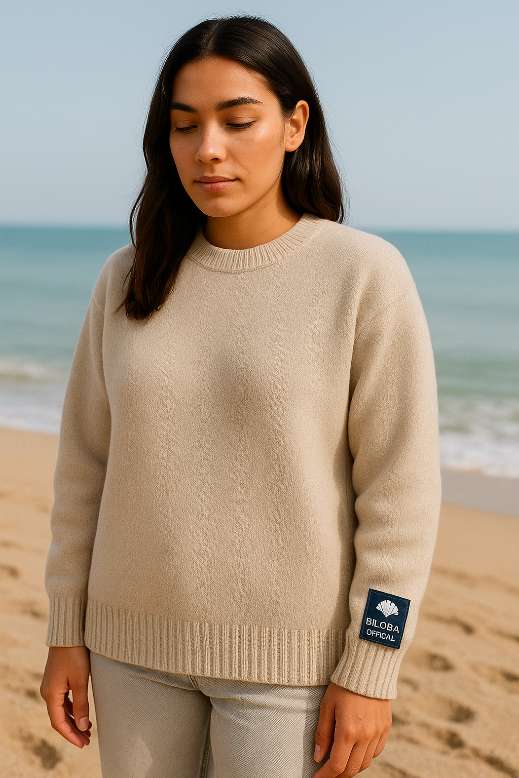 Pull en laine mérinos – Beige sable
